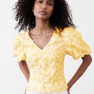 Banana Republic Yellow Puff Sleeve Blouse New without tags